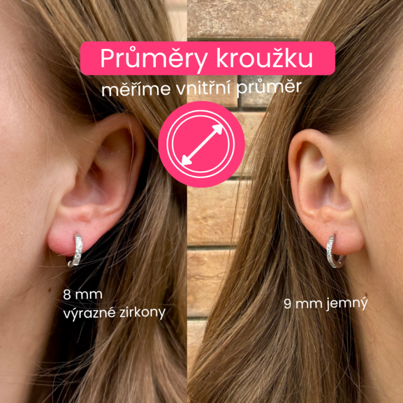 KPN: SVĚTLA SOHO X MERUŇKOVÉ MAT - Rozměr náušnicových kroužků (vnitřní průměr): 9mm jemné zirkony