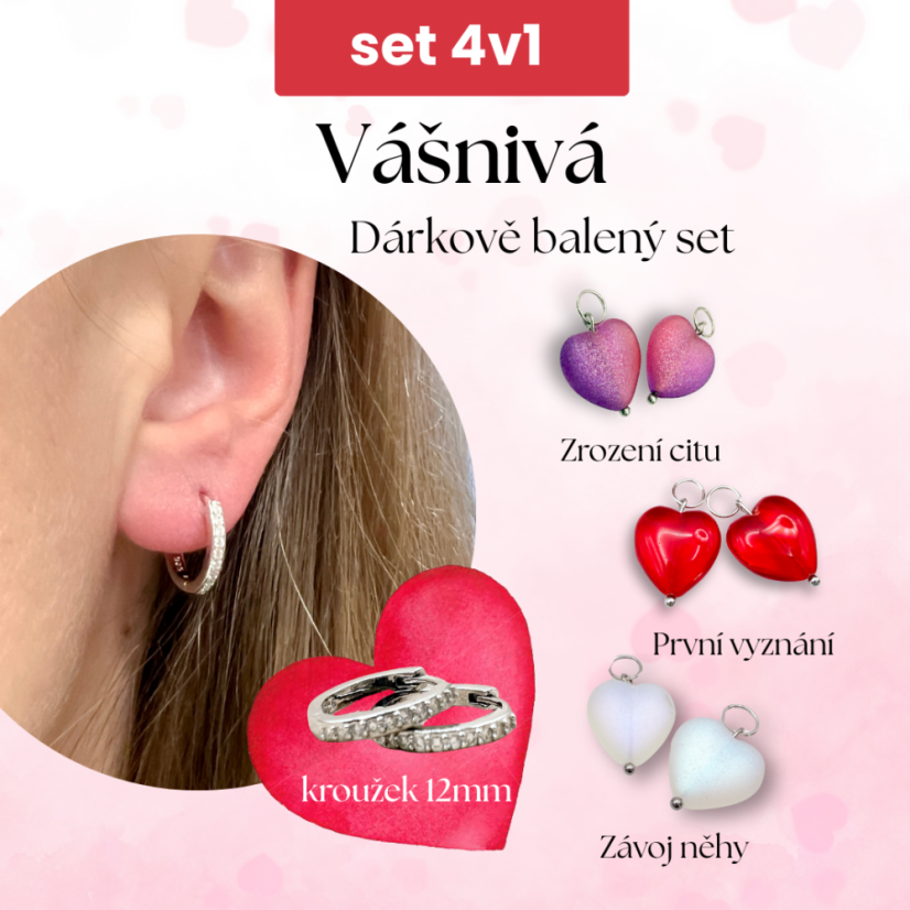 Vášnivá - Set náušnic 4v1 (12mm se zirkony)