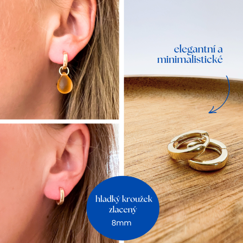 Hladký kroužek - zlacený 8 mm