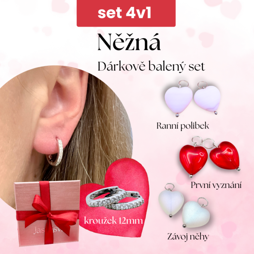 Něžná - Set náušnic 4v1 (12 mm se zirkony)