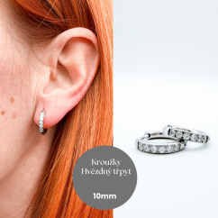 Ocelové kroužky Hvězdný třpyt 10mm se zirkony