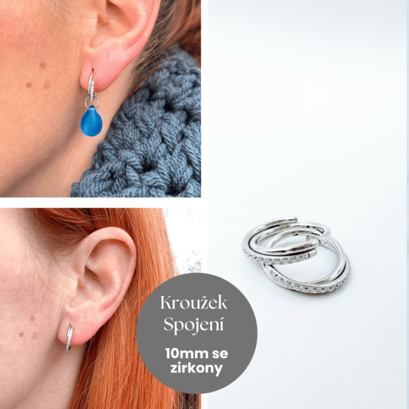 Ocelový kroužek Spojení 10mm se zirkony