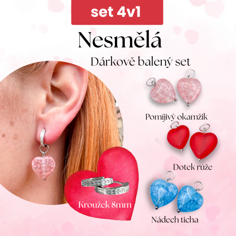 Nesmělá - Set náušnic 4v1 (8mm se zirkony)