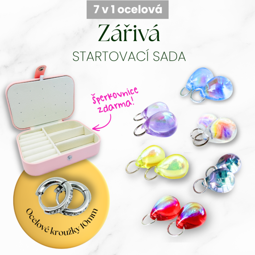 Zářivá - startovací sada se šperkovnicí zdarma (chirurgická ocel)