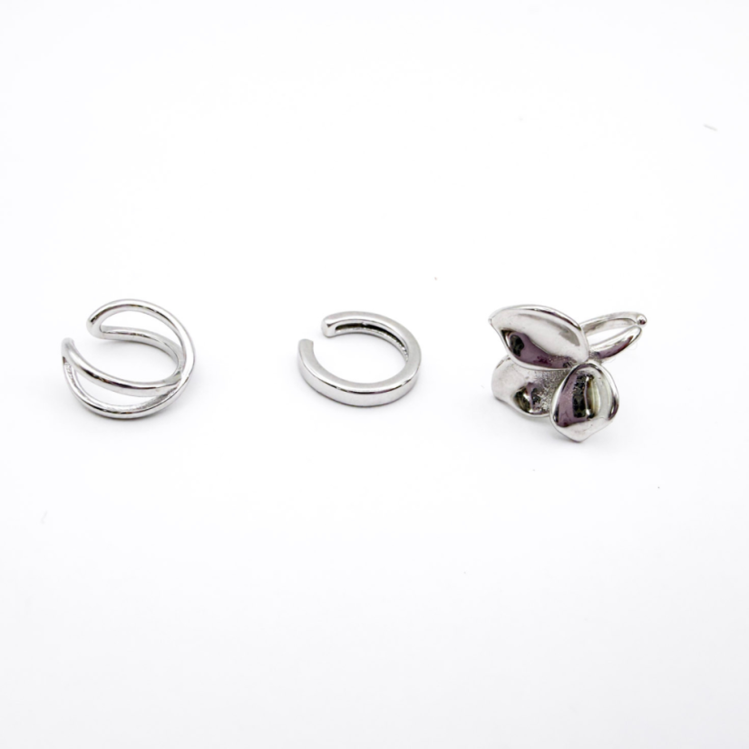 Earcuff Céčko rhodiované stříbro