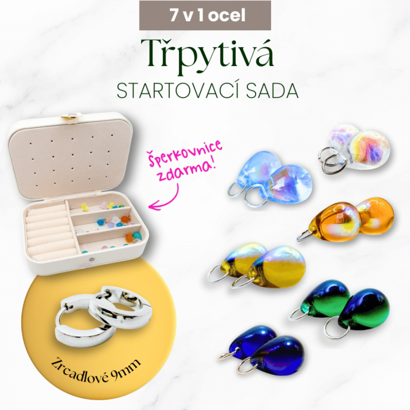Třpytivá startovací sada (Chirurgická ocel) se šperkovnicí zdarma