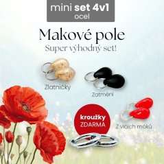 Mini set 4v1 Makové pole - chirurgická ocel s kroužky zdarma!